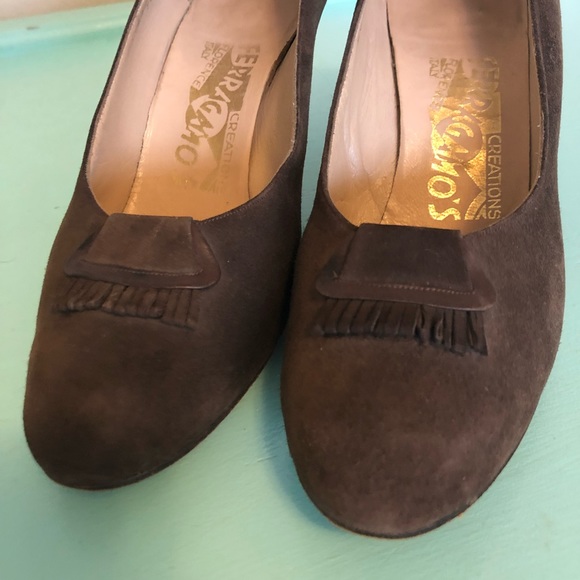 Vintage Brown Suede Salvatore Ferragamo Heels - Picture 3 of 8